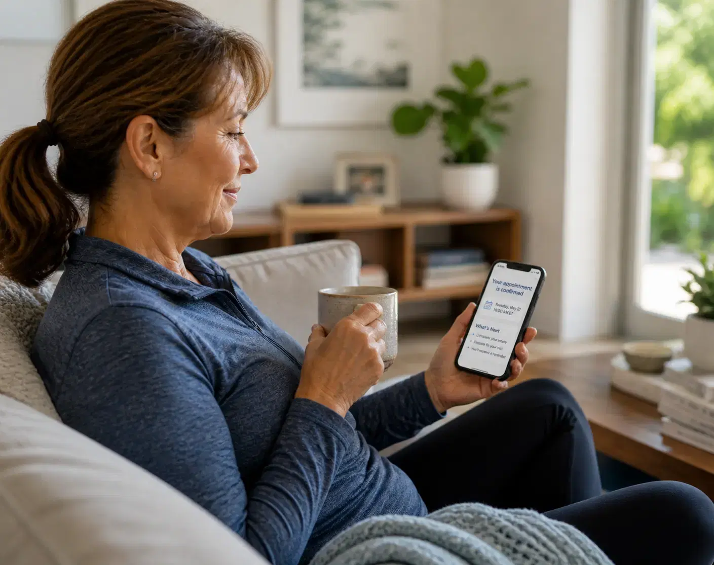 Patient on a video call with a RightMove specialist